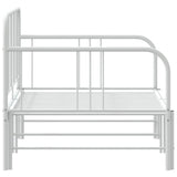 Daybed with Trundle without Mattress White 92x187 cm Single Metal - Close-Up Angle