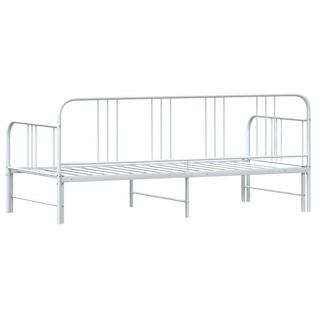 Daybed with Trundle without Mattress White 92x187 cm Single Metal