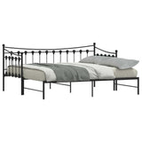 Daybed with Trundle without Mattress Black 92x187 cm Single Metal - Front View
