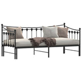 Daybed with Trundle without Mattress Black 92x187 cm Single Metal - Side View