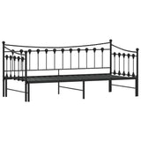 Daybed with Trundle without Mattress Black 92x187 cm Single Metal