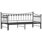Daybed with Trundle without Mattress Black 92x187 cm Single Metal