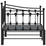 Daybed with Trundle without Mattress Black 92x187 cm Single Metal - Close-Up Angle