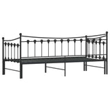 Daybed with Trundle without Mattress Black 92x187 cm Single Metal - Low Angle