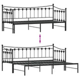 Daybed with Trundle without Mattress Black 92x187 cm Single Metal