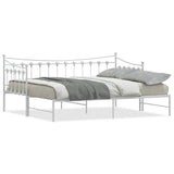 Daybed with Trundle without Mattress White 92x187 cm Single Metal - Front View