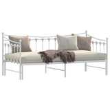 Daybed with Trundle without Mattress White 92x187 cm Single Metal - Side View