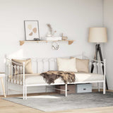 Daybed with Trundle without Mattress White 92x187 cm Single Metal - Top-Down View