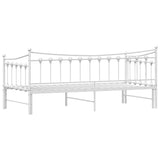 Daybed with Trundle without Mattress White 92x187 cm Single Metal - Low Angle