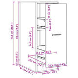 Apothecary Cabinet Sonoma Oak 30x41x77.5 cm Engineered Wood - Low Angle