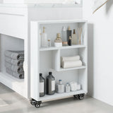Narrow Storage Trolley White 48x13x68 cm Engineered Wood - Side View