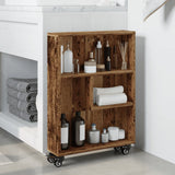 Narrow Storage Trolley Old Wood 48x13x68 cm Engineered Wood - Side View