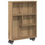 Narrow Storage Trolley Artisian Oak 48x13x68 cm Engineered Wood - Front View