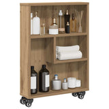 Narrow Storage Trolley Artisian Oak 48x13x68 cm Engineered Wood - Side View