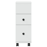 Narrow Bathroom Cabinet with Wheels White Engineered Wood - Top-Down View