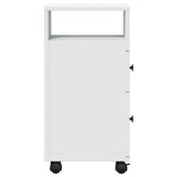 Narrow Bathroom Cabinet with Wheels White Engineered Wood - 45-Degree Angle