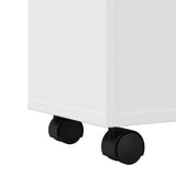 Narrow Bathroom Cabinet with Wheels White Engineered Wood - Low Angle