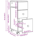 Narrow Bathroom Cabinet with Wheels White Engineered Wood - Extra Image
