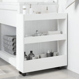 Narrow Storage Trolley 3 Tier White Engineered Wood - Side View