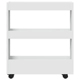 Narrow Storage Trolley 3 Tier White Engineered Wood - Top-Down View