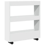 Narrow Storage Trolley 3 Tier White Engineered Wood - Rear View