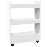 Narrow Storage Trolley 3 Tier White Engineered Wood - Front View