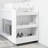 Narrow Storage Trolley 3 Tier White Engineered Wood - Side View