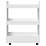 Narrow Storage Trolley 3 Tier White Engineered Wood - Top-Down View