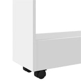 Narrow Storage Trolley 3 Tier White Engineered Wood - Close-Up Angle
