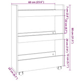 Narrow Storage Trolley 3 Tier White Engineered Wood