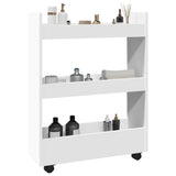 Narrow Storage Trolley 3 Tier White Engineered Wood