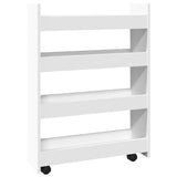 Narrow Storage Trolley 4 Tier White Engineered Wood - Front View