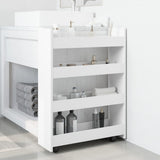 Narrow Storage Trolley 4 Tier White Engineered Wood