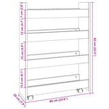 Narrow Storage Trolley 4 Tier White Engineered Wood