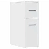 Narrow Bathroom Cupboard with Wheels White Engineered Wood - Front View