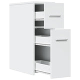 Narrow Bathroom Cupboard with Wheels White Engineered Wood - Close-Up Angle