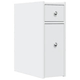 Narrow Bathroom Cupboard with Wheels White Engineered Wood - Front View