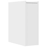 Narrow Bathroom Cupboard with Wheels White Engineered Wood - Rear View