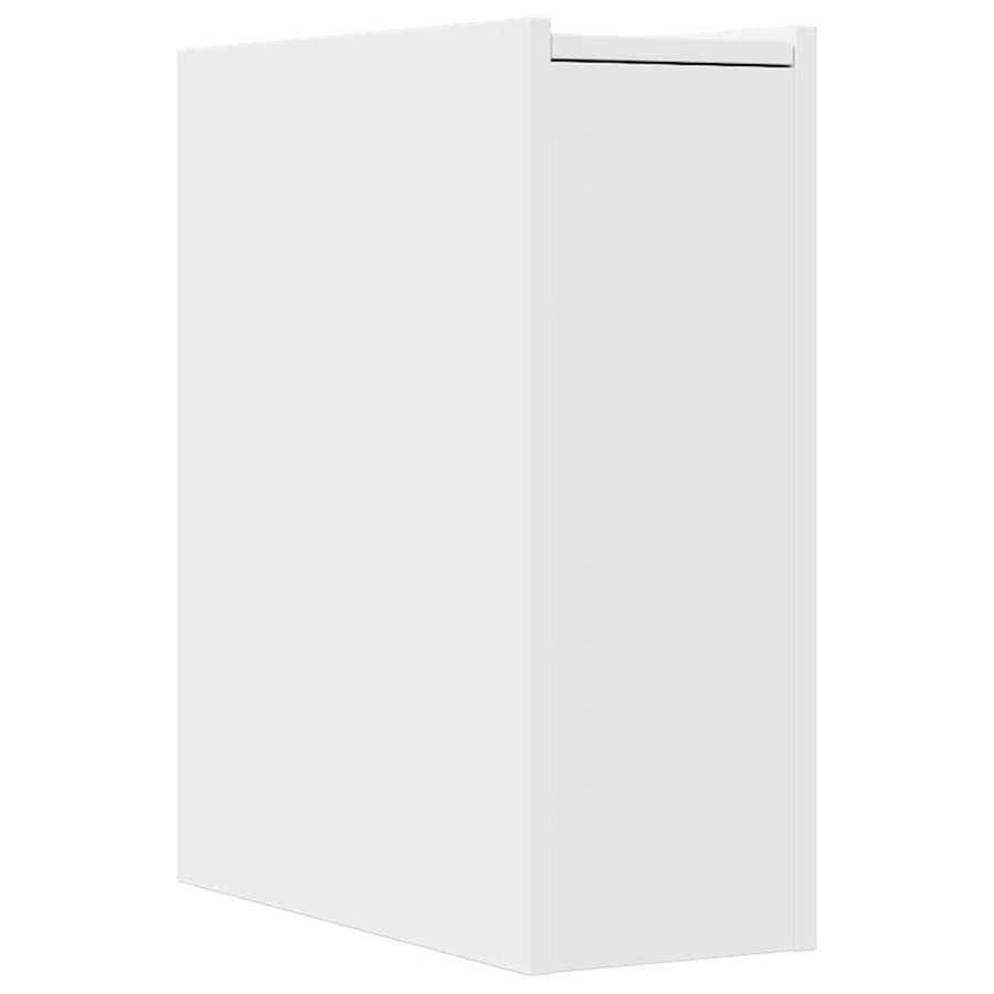 Narrow Bathroom Cupboard with Wheels White Engineered Wood