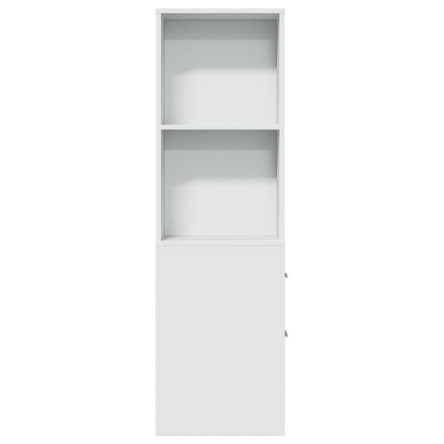 Narrow Bathroom Cupboard with Wheels White Engineered Wood