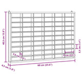 Wooden Collector's Display Case with 60 Compartments 60x4.5x40.5cm