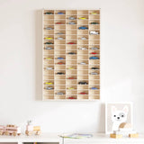 Wooden Collector's Display Case with 90 Compartments 50.5x4.5x79cm - Side View