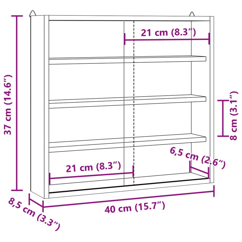 Wooden Collector's Display Case with Doors 40x8,5x37cm