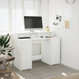 Desk with LED Lights White 120x55x91 cm Engineered Wood - Side View
