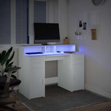 Desk with LED Lights White 120x55x91 cm Engineered Wood - Top-Down View