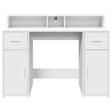 Desk with LED Lights White 120x55x91 cm Engineered Wood - Rear View