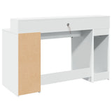Desk with LED Lights White 140x55x91 cm Engineered Wood - Close-Up Angle