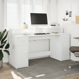 Desk with LED Lights White 160x55x91 cm Engineered Wood - Side View
