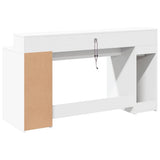 Desk with LED Lights White 160x55x91 cm Engineered Wood - Close-Up Angle