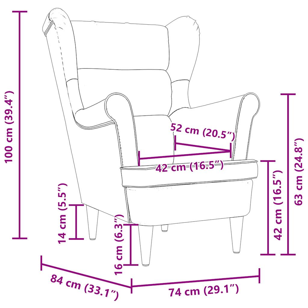 Armchair Dark Grey 74x84x100 cm Fabric